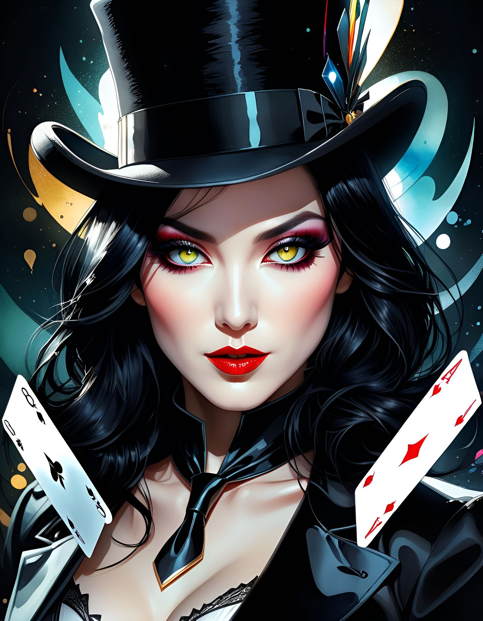 Zatanna Portrait: Watercolor Magic in Digital Art Style