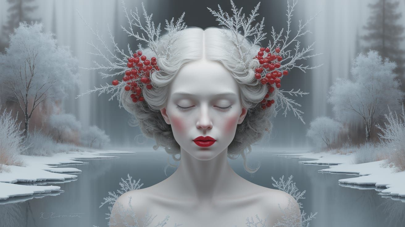 Winter Goddess in Icy Elegance