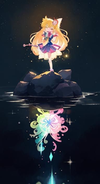 Magical Girl with Harpoon in Anime Style