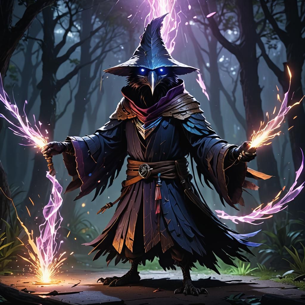 Kenku with Psychic Aura and Floating Blades