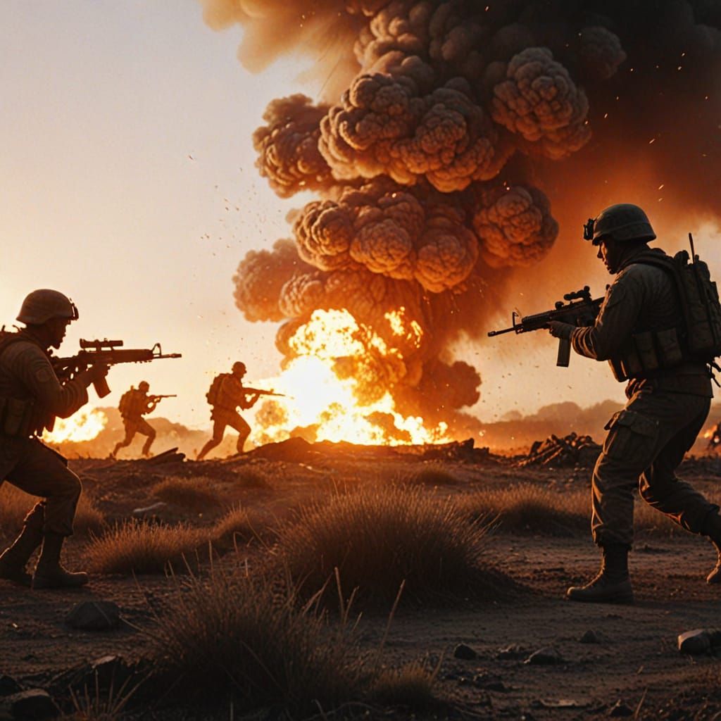 Intense Combat Scene with Cinematic Lighting