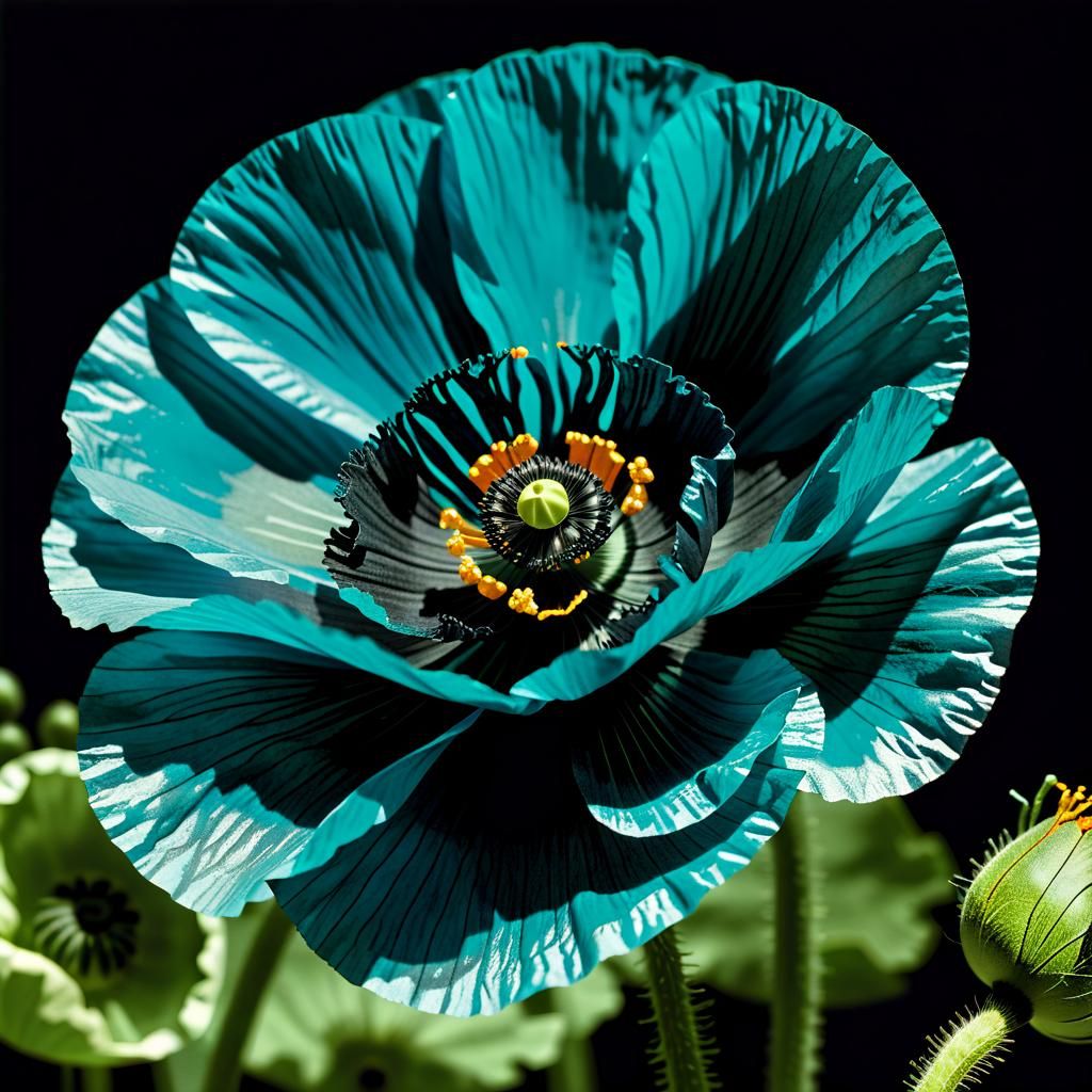 Poppy and Bryonia: Botanical Close-Up Photograph