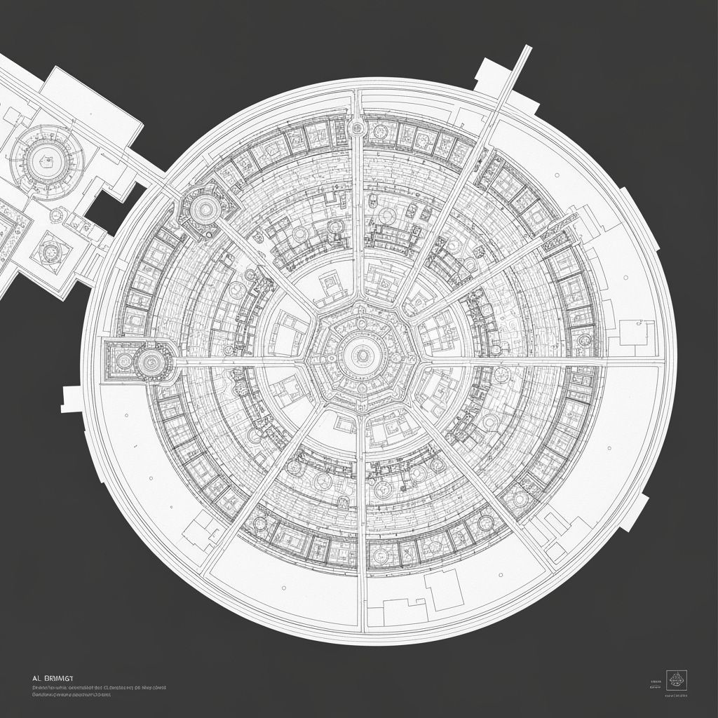 Schematic Map of Al-Haramayn Al-Sharifayn in Blueprint Style