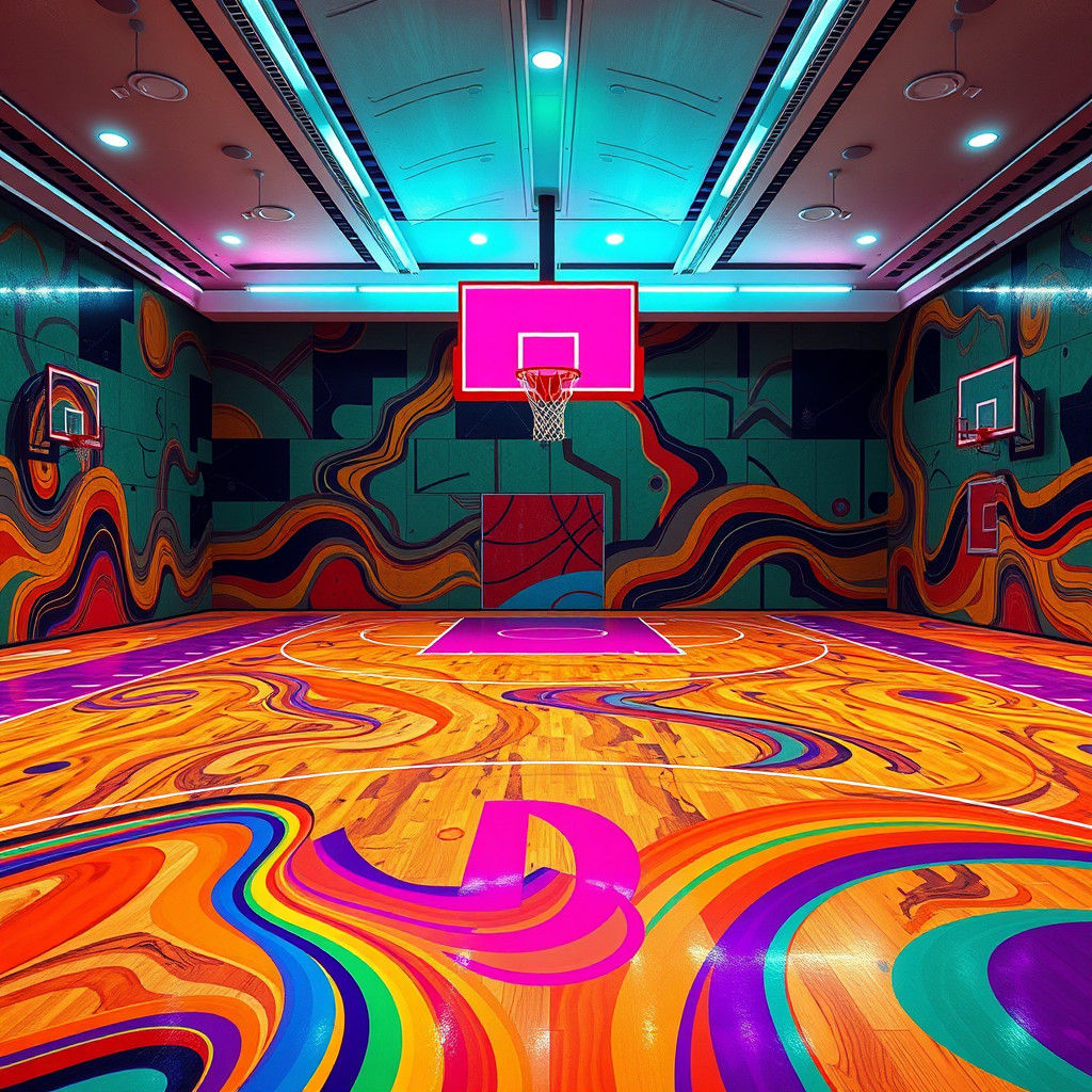 Neon Basketball Courts in Futuristic Style