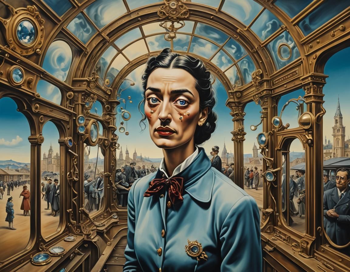 Surreal Train Station with Kaleidoscope Eyes, Dali Style