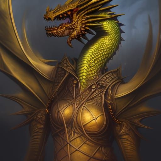 Detailed Dragon Portrait in Fantasy Concept Art