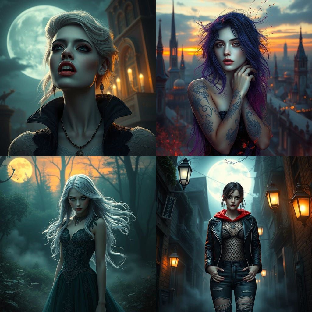 Modern Trans Vampire Girl in Intricate Fantasy Art