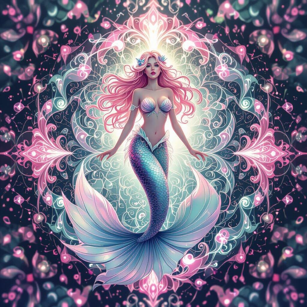 Kaleidoscopic Mermaid in Polychromatic Graffiti Art