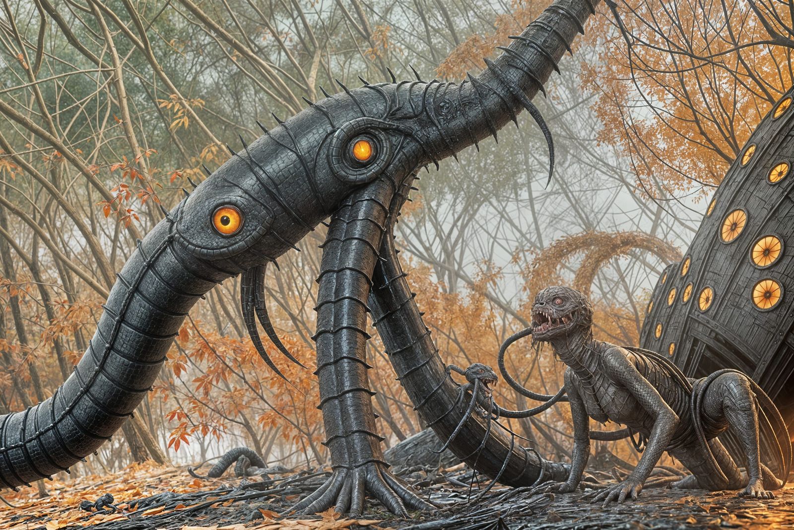 Snake Spider Hybrid in Steampunk Mixed Media