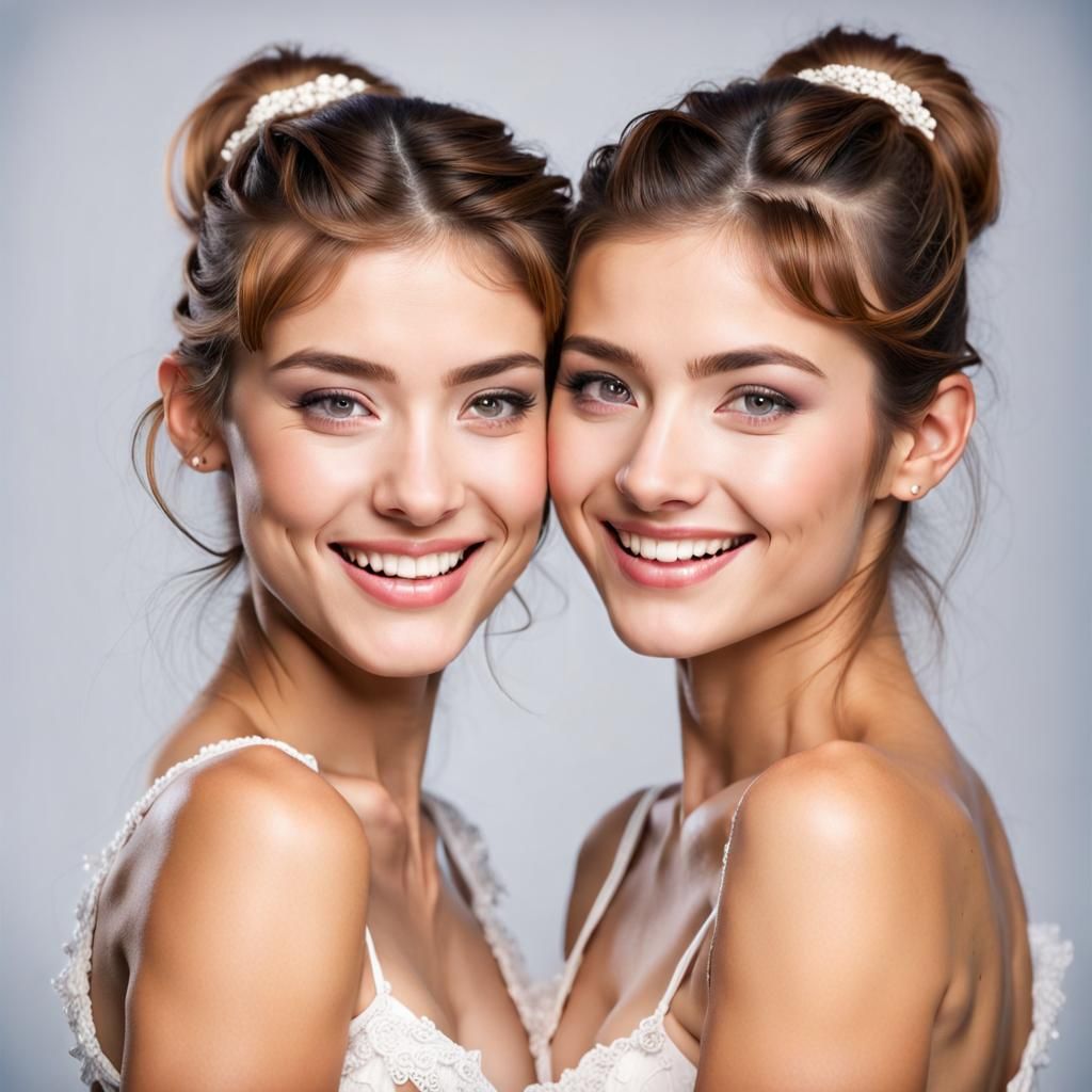 Happy Flirty Twins Portrait