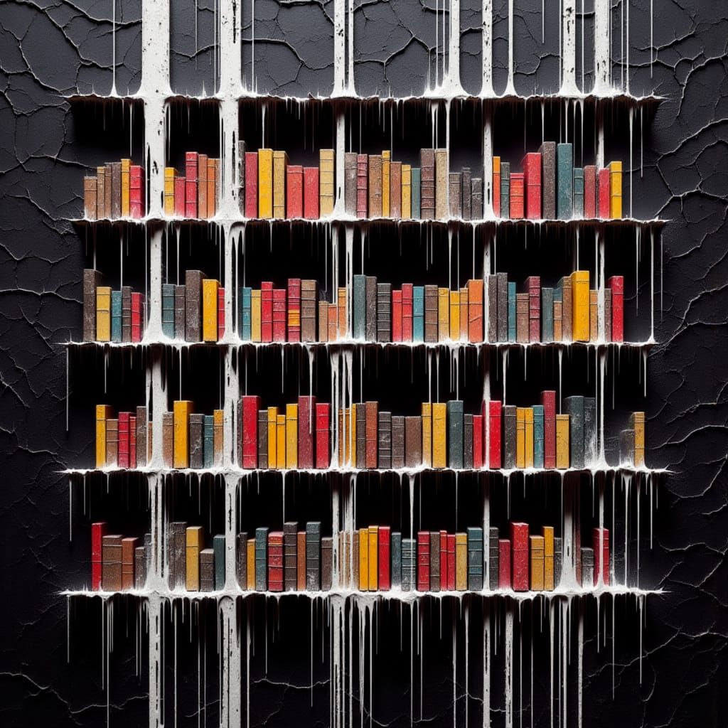 Mystical Library with Futuristic Bookshelves