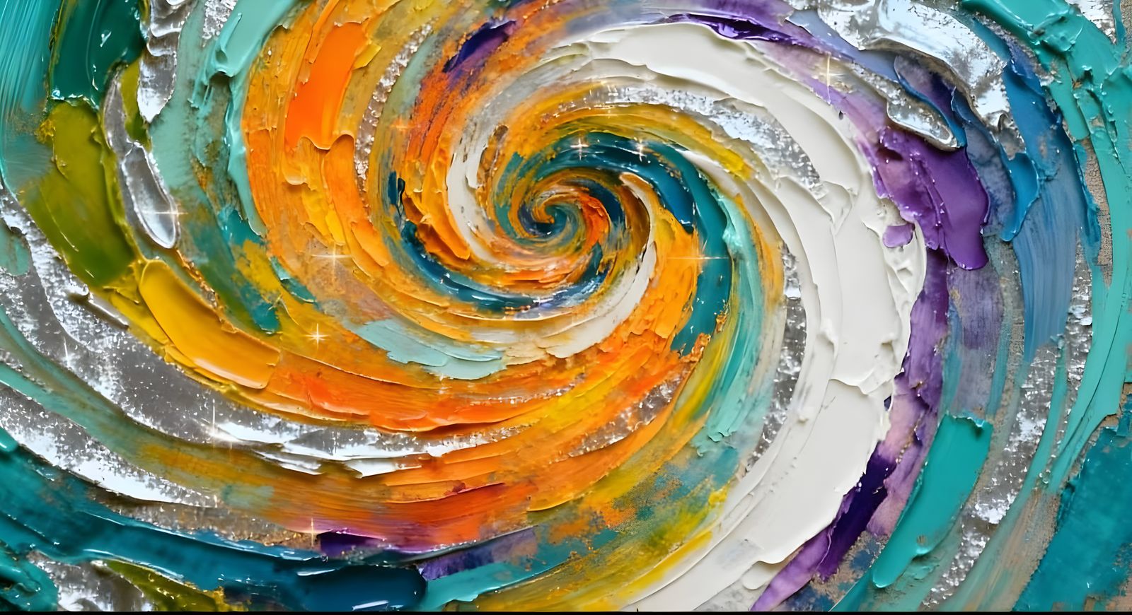 Encaustic Wax Painting with Impasto Vortex