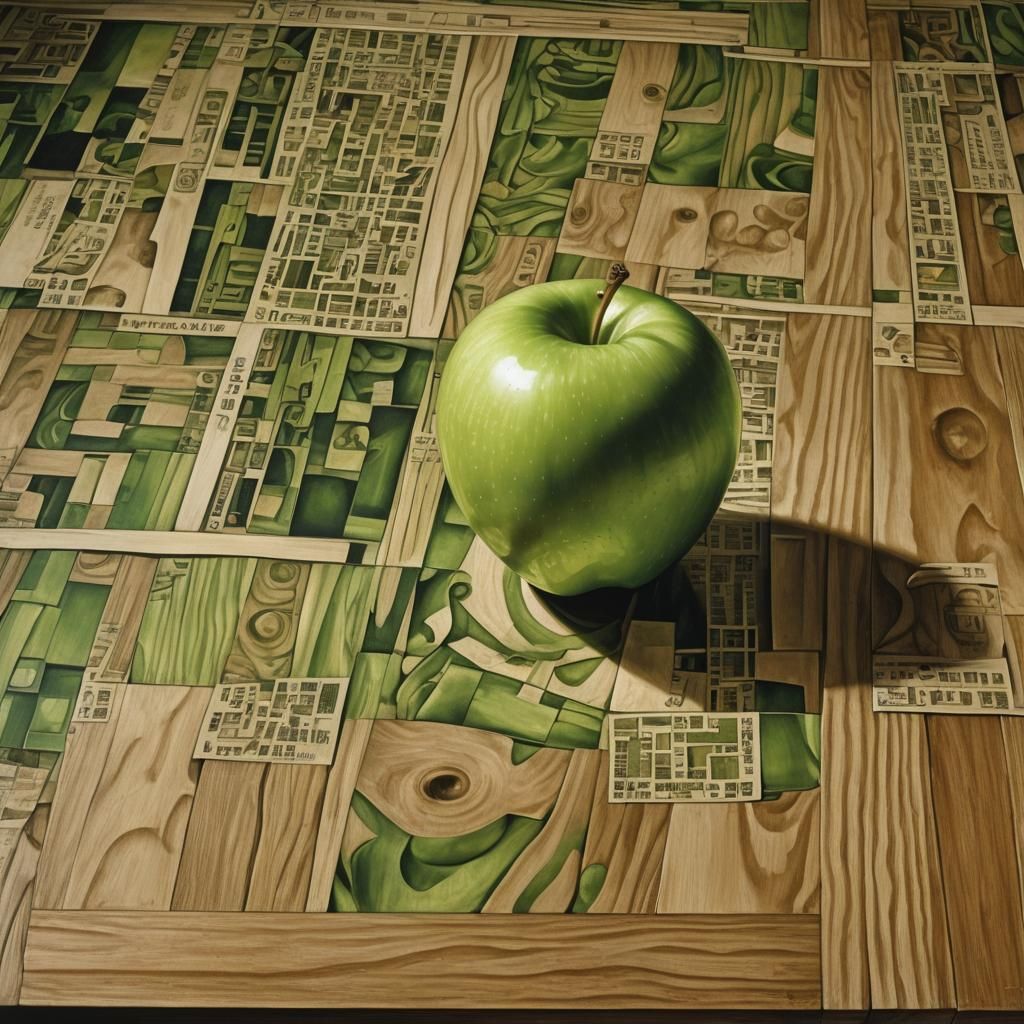 Hyperrealistic Apple with Financial Analytics Screen