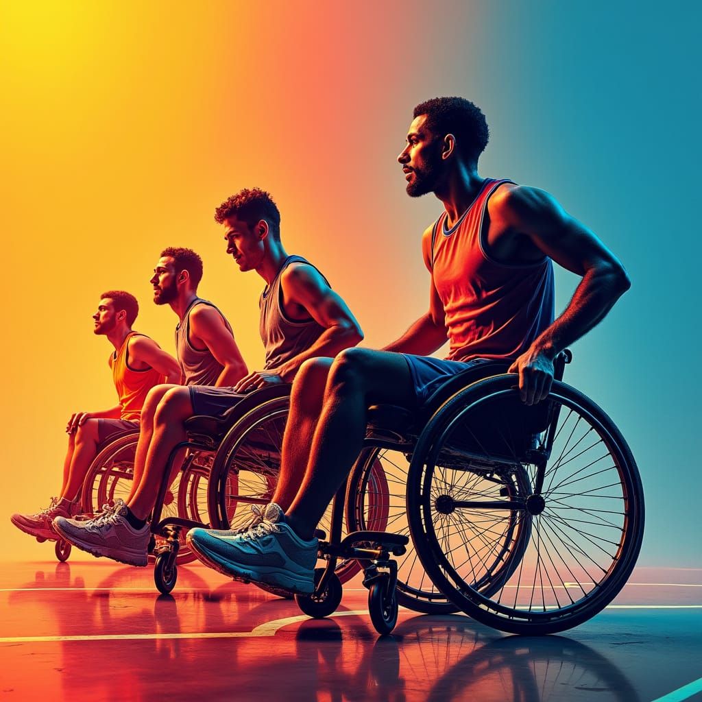 Paralympic Basketball Team in Dynamic Splash Art