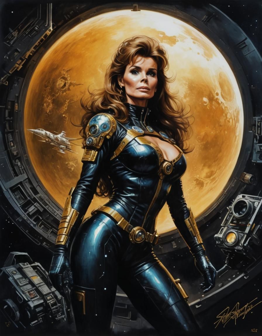 Sci-Fi Space Explorer in Retro Airbrush Style