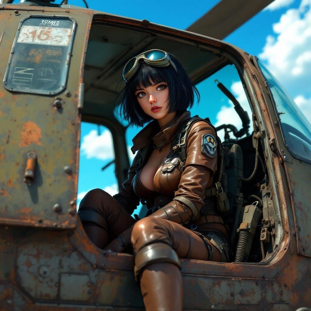 Anime Girl in Post-Apocalyptic Landscape