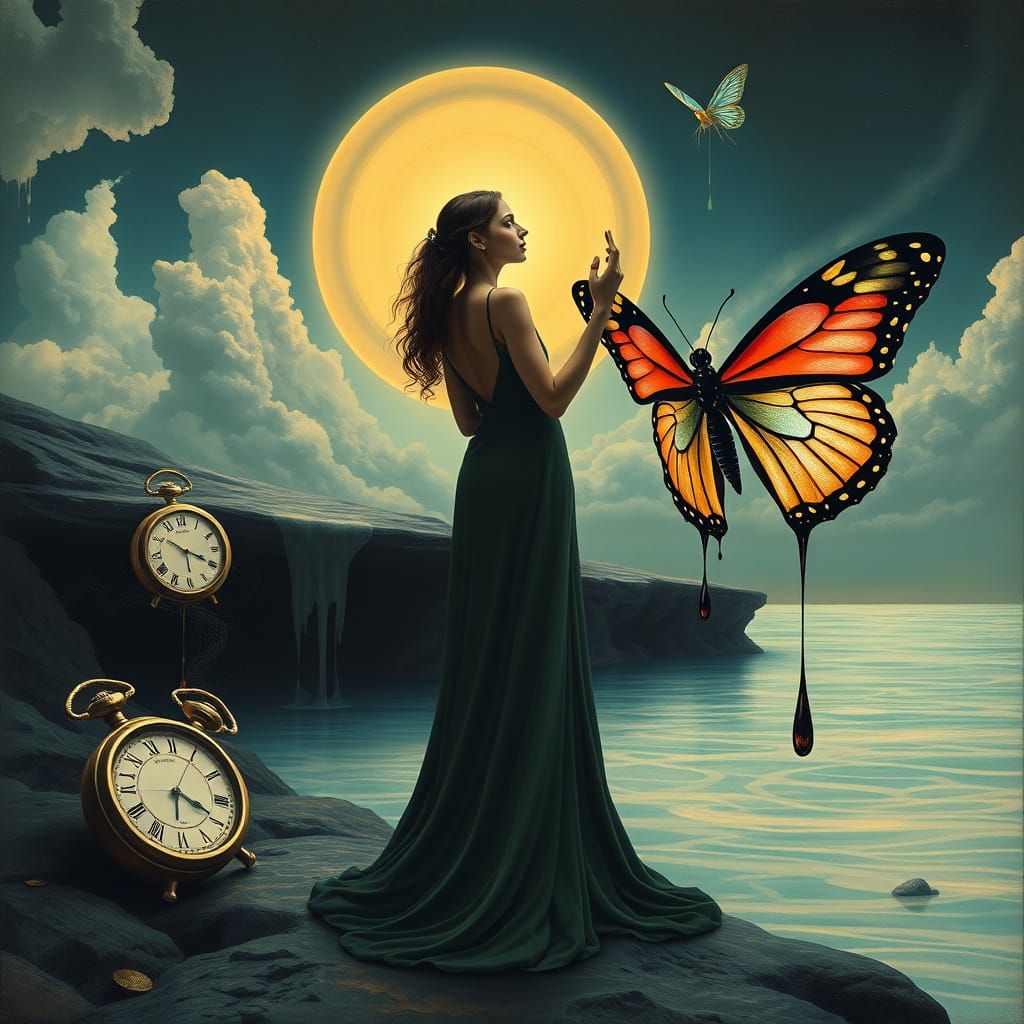 Surreal Melting of Atlantis with Woman