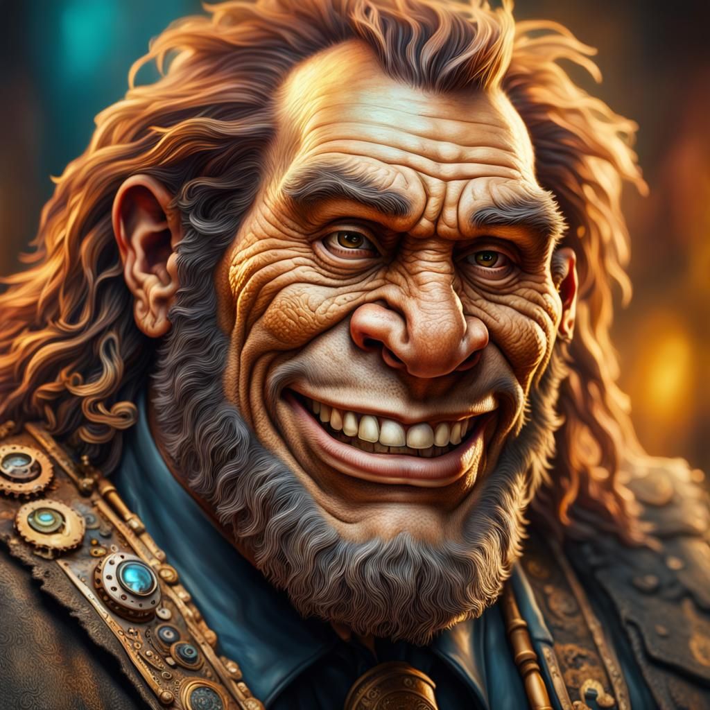 Steampunk Neanderthal Gentleman in Hyperrealistic Photograph...