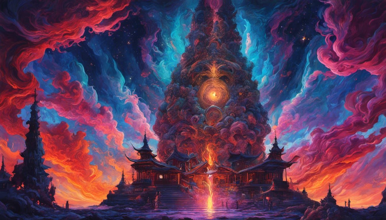 Vibrant Sky Ritual in Mixed Media