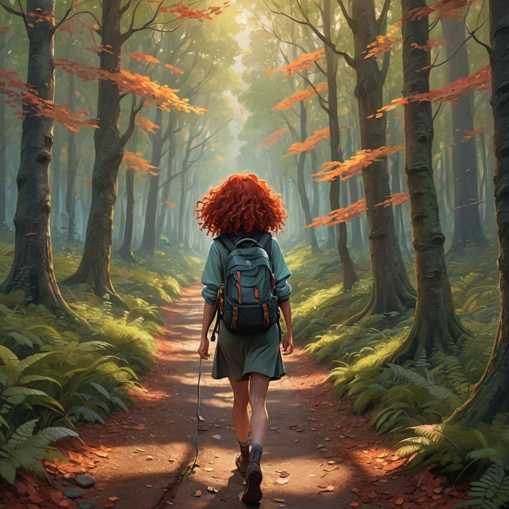 Girl on Forest Path: Pixar Disney Concept Art