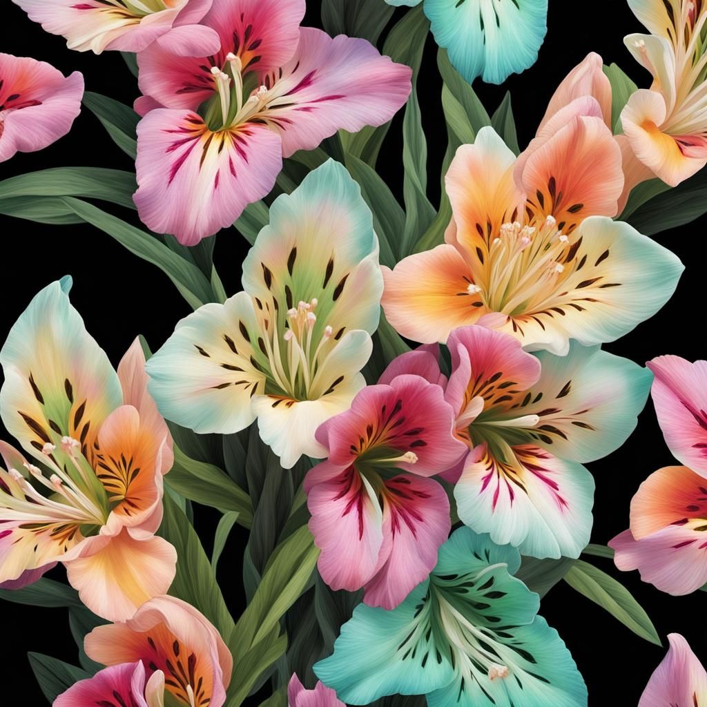 Optical Illusion with Saturated Alstroemeria Flowers