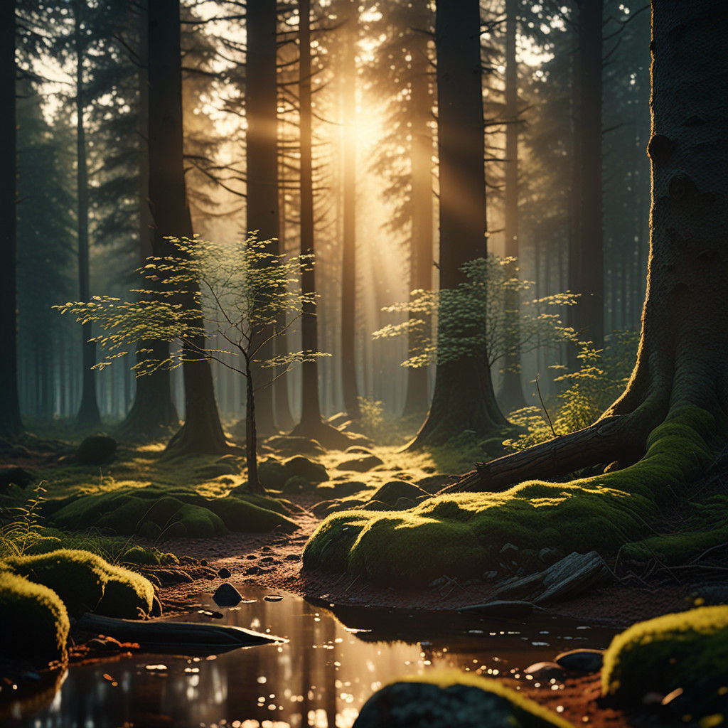 Breathtaking Forest Landscape in Golden Light