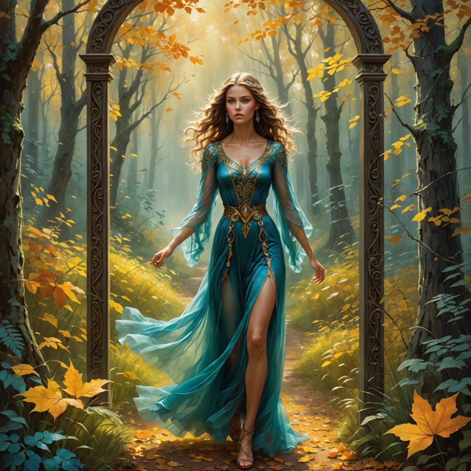 Neon Gates: A Woman's Journey Through Seasons