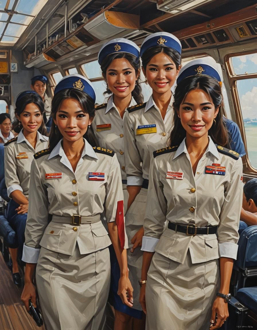 Thai Cabin Crew Oil Painting