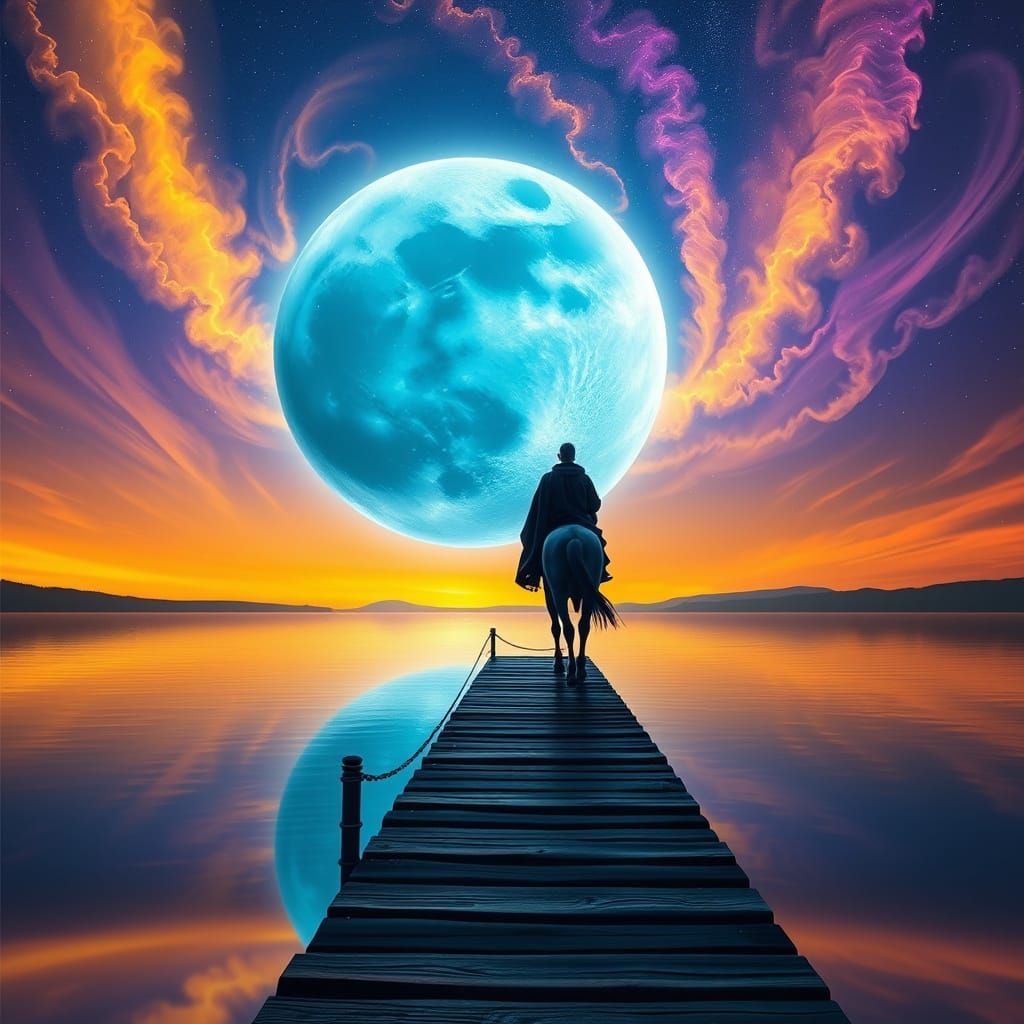 Majestic Moonlit Scene in Vibrant Hyper-Realism