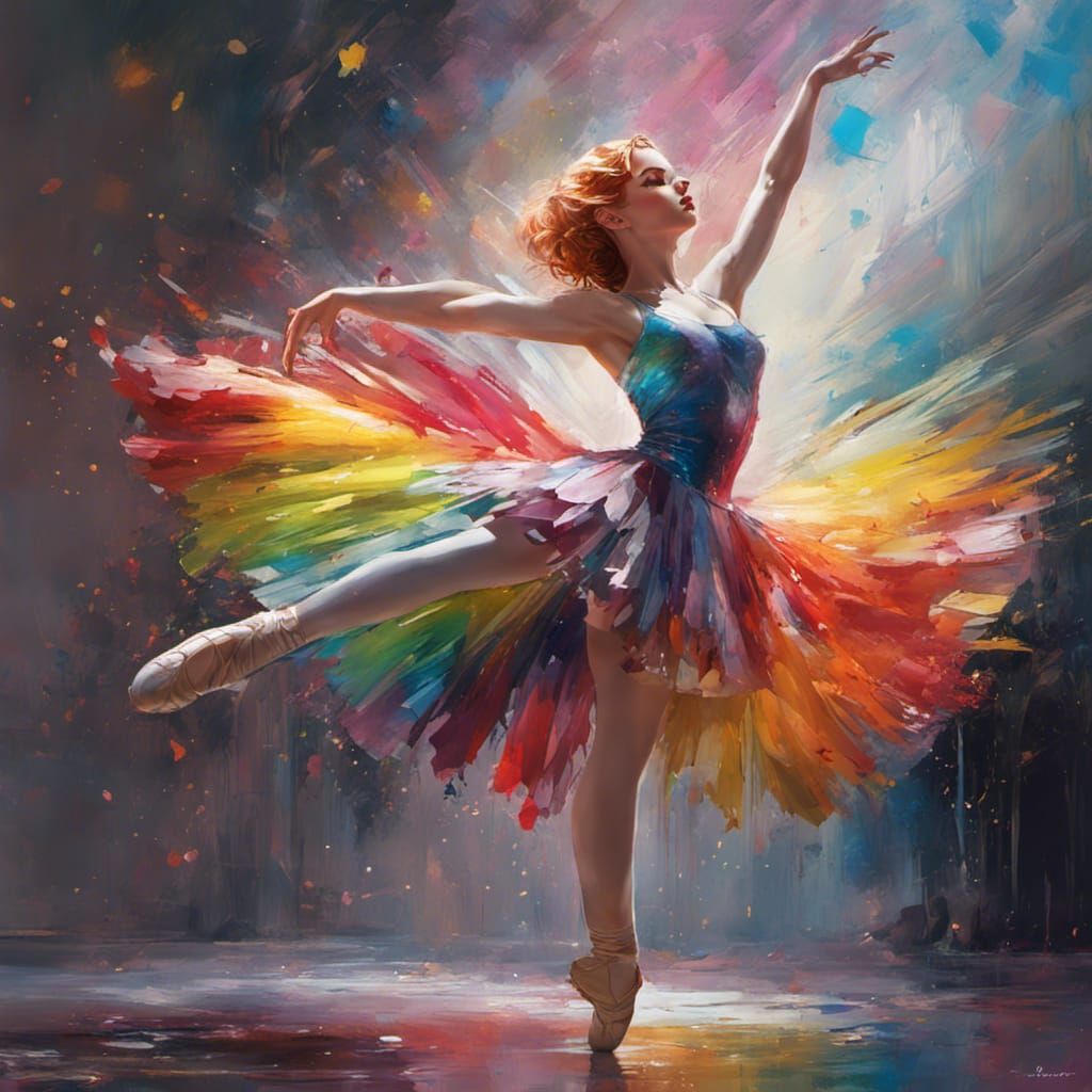 Rainbow Ballerina Art Inspired by Digital Masters