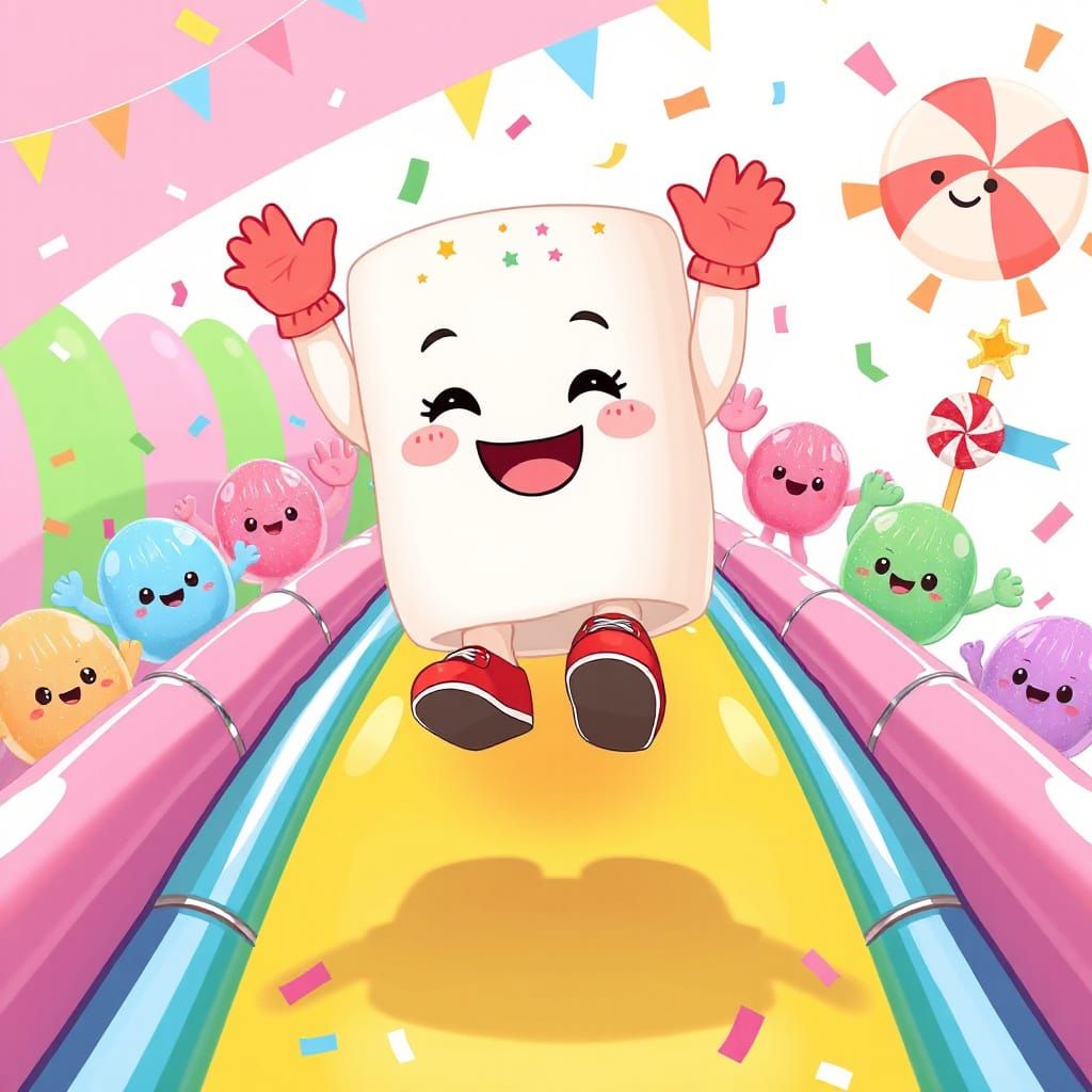 Kawaii Marshmallow's Rainbow Slide Adventure