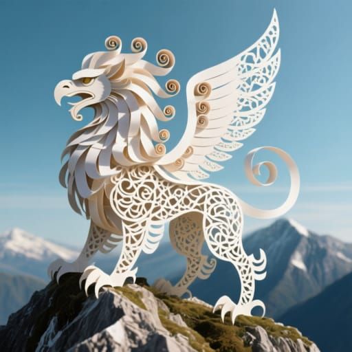 Majestic Filigree Griffin on a Mountaintop