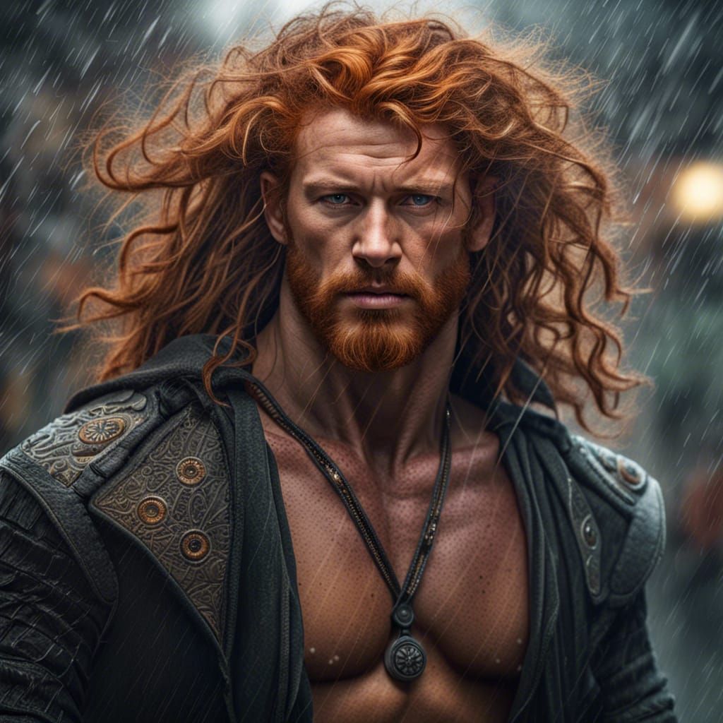 Hyperrealistic Scotsman in the Rain by Android Jones