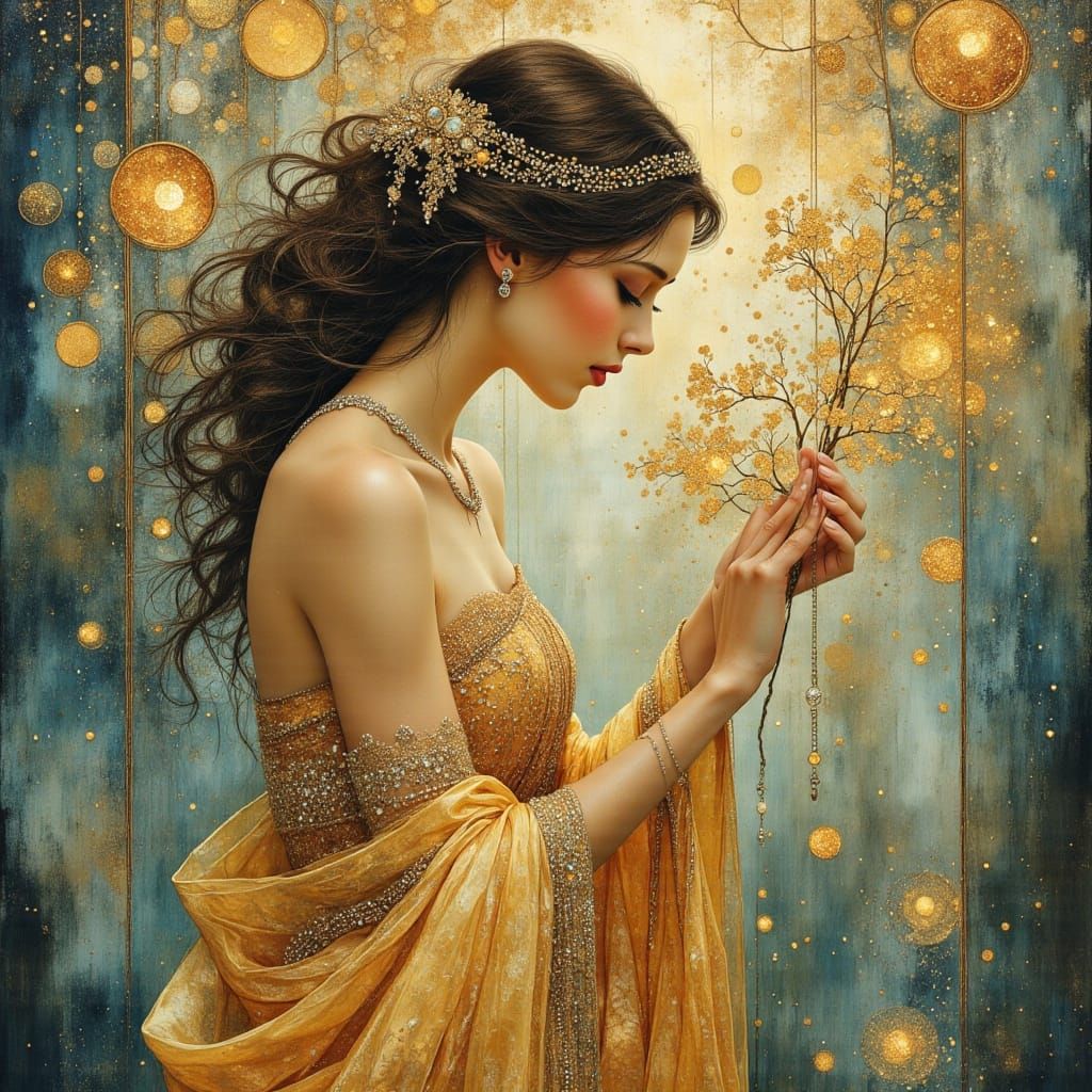 Goddess in Art Nouveau Dreamscape