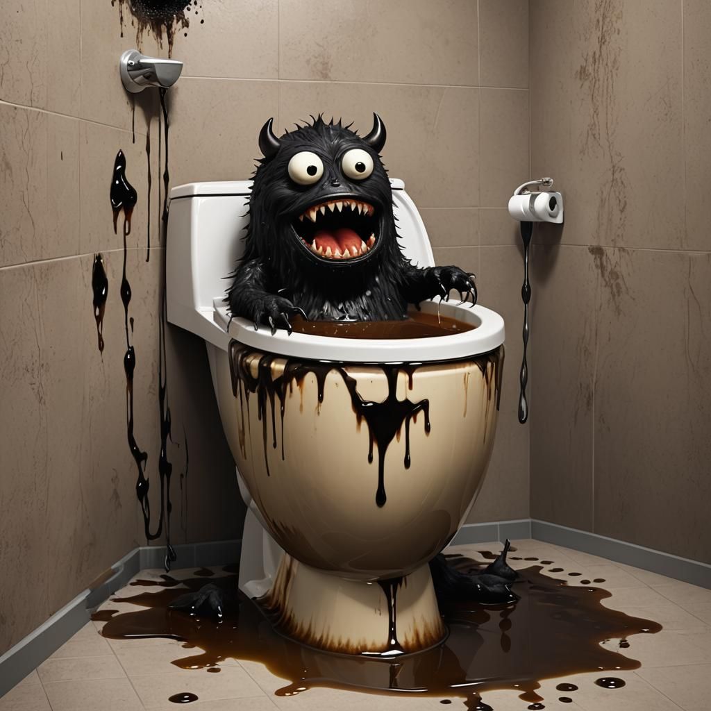 Terrifying Monster Drinks from Toilet Bowl