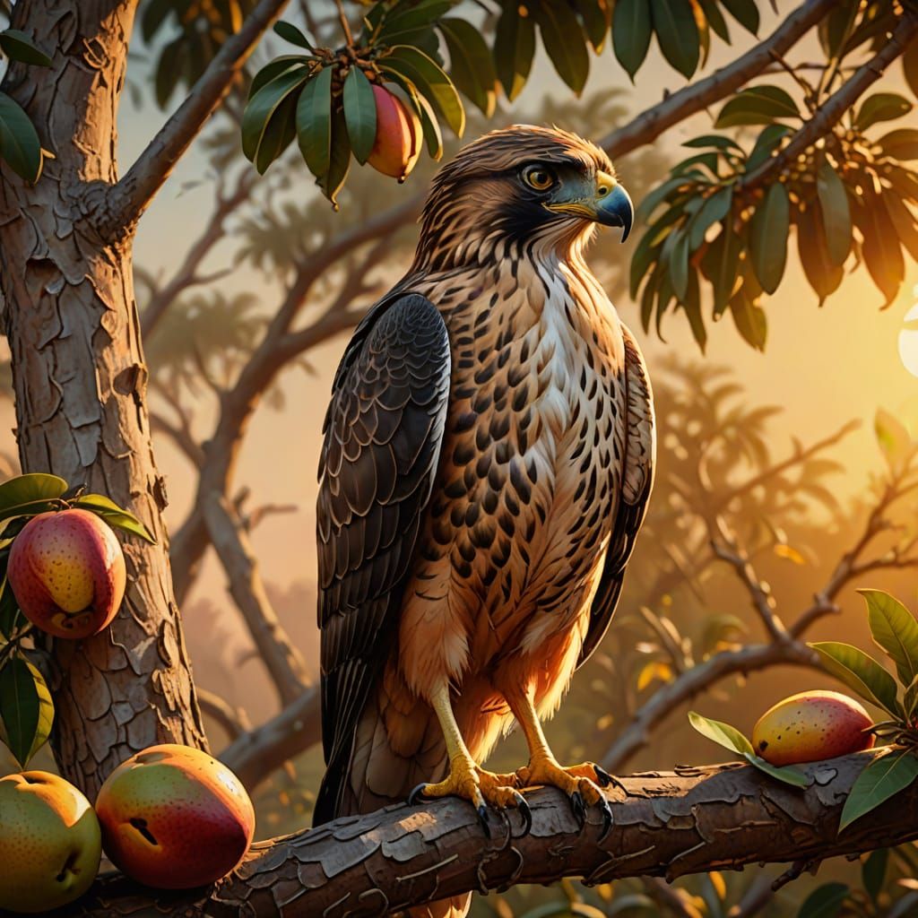 Poignant Hawk in Warm Sunset Light