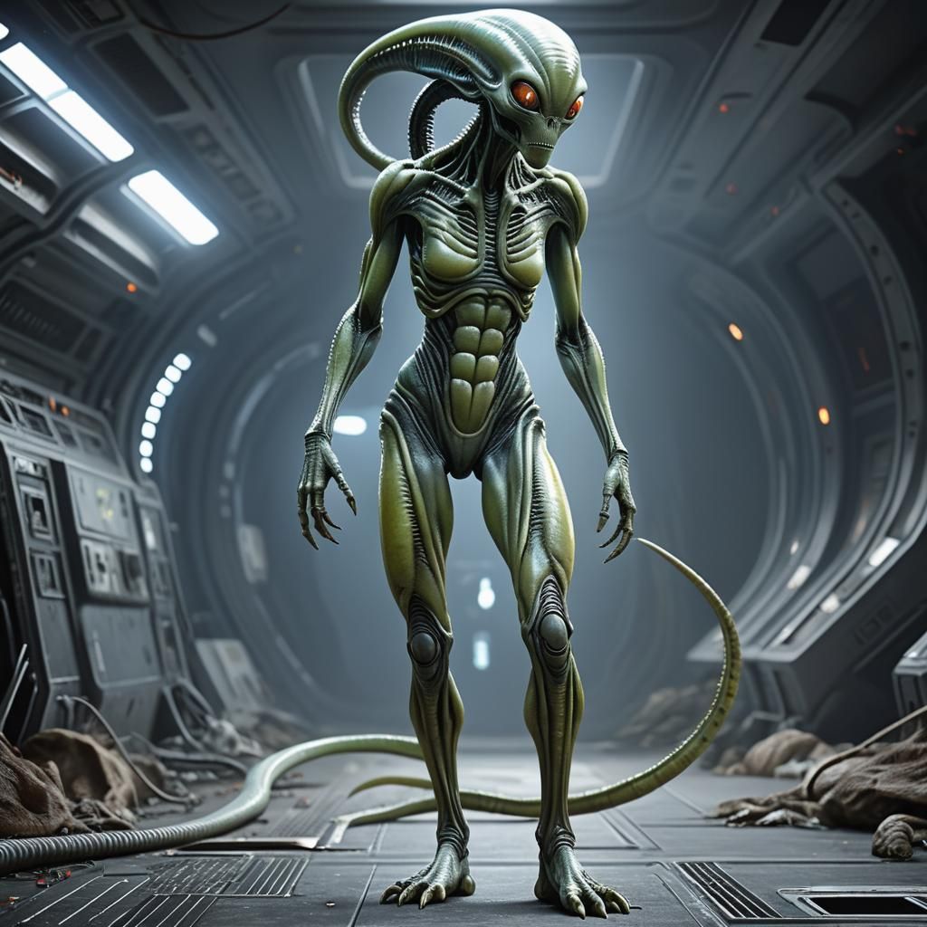 Alien humanoid getting ready to launch