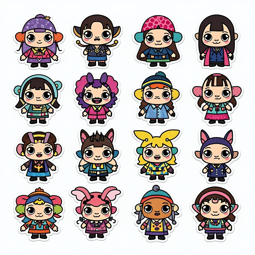 Labobo Sticker Sheet Designs Arranged Randomly