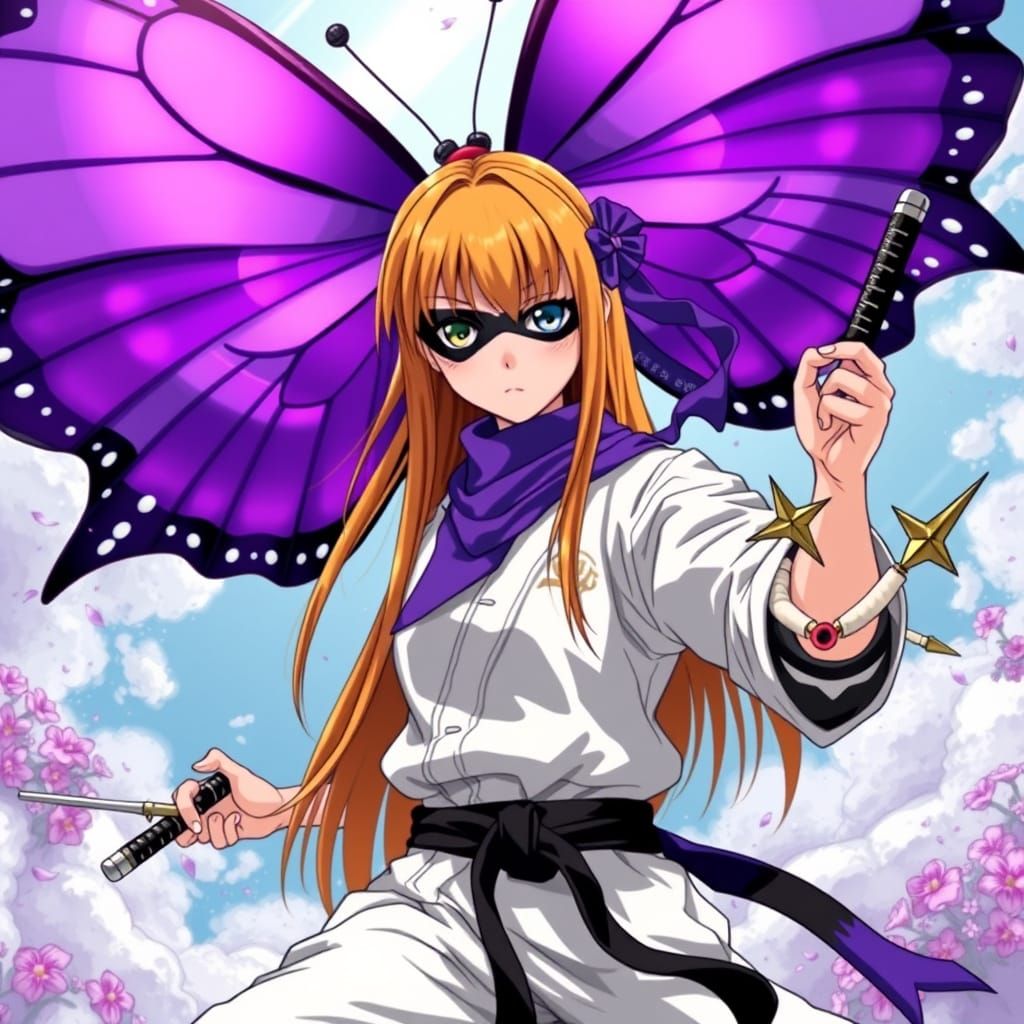 Anime Girl Controlled by Majestic Purple Butterfly in Vibran...