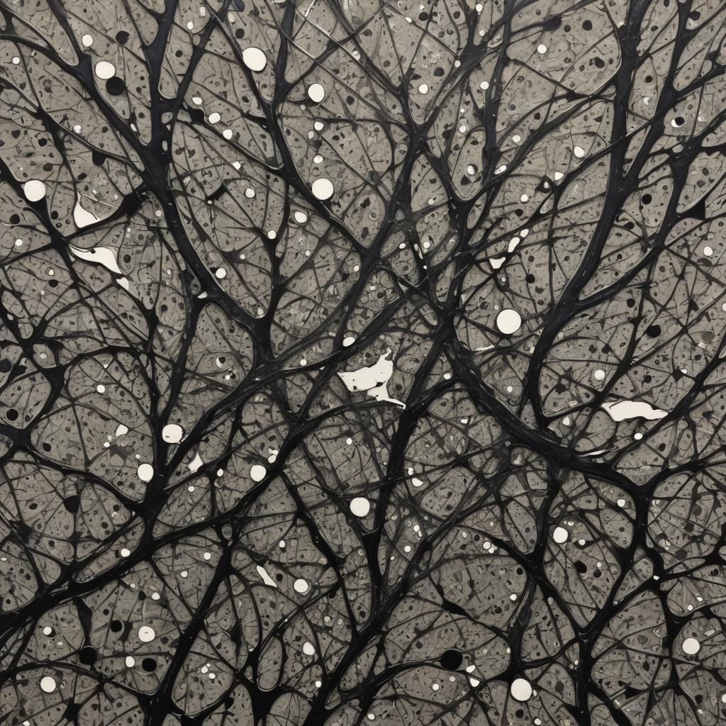 Hyperdetailed Charcoal Drawing in Pollock Style