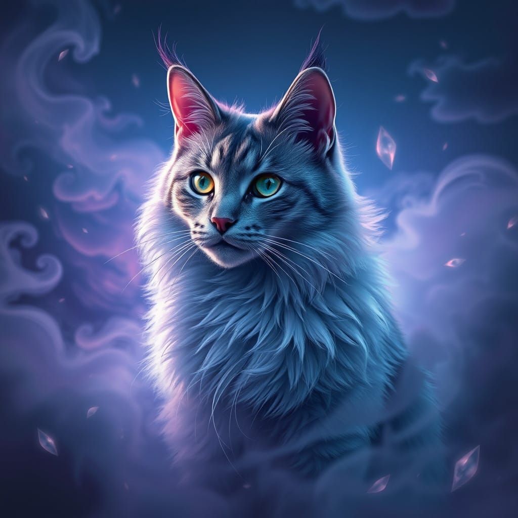 Dreamlike Cat in Enchanted Fantasy Realm