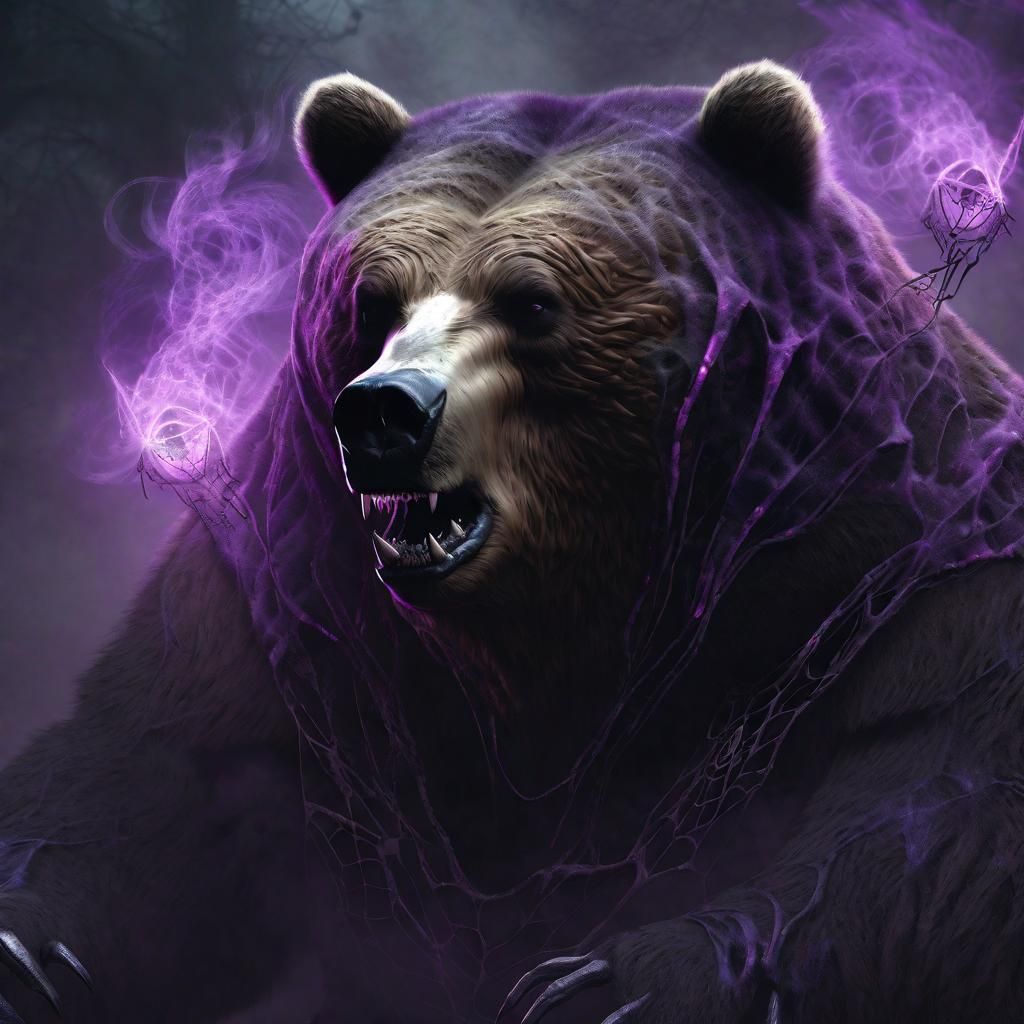 Cursed Grizzly Bear Portrait with Undead Aura