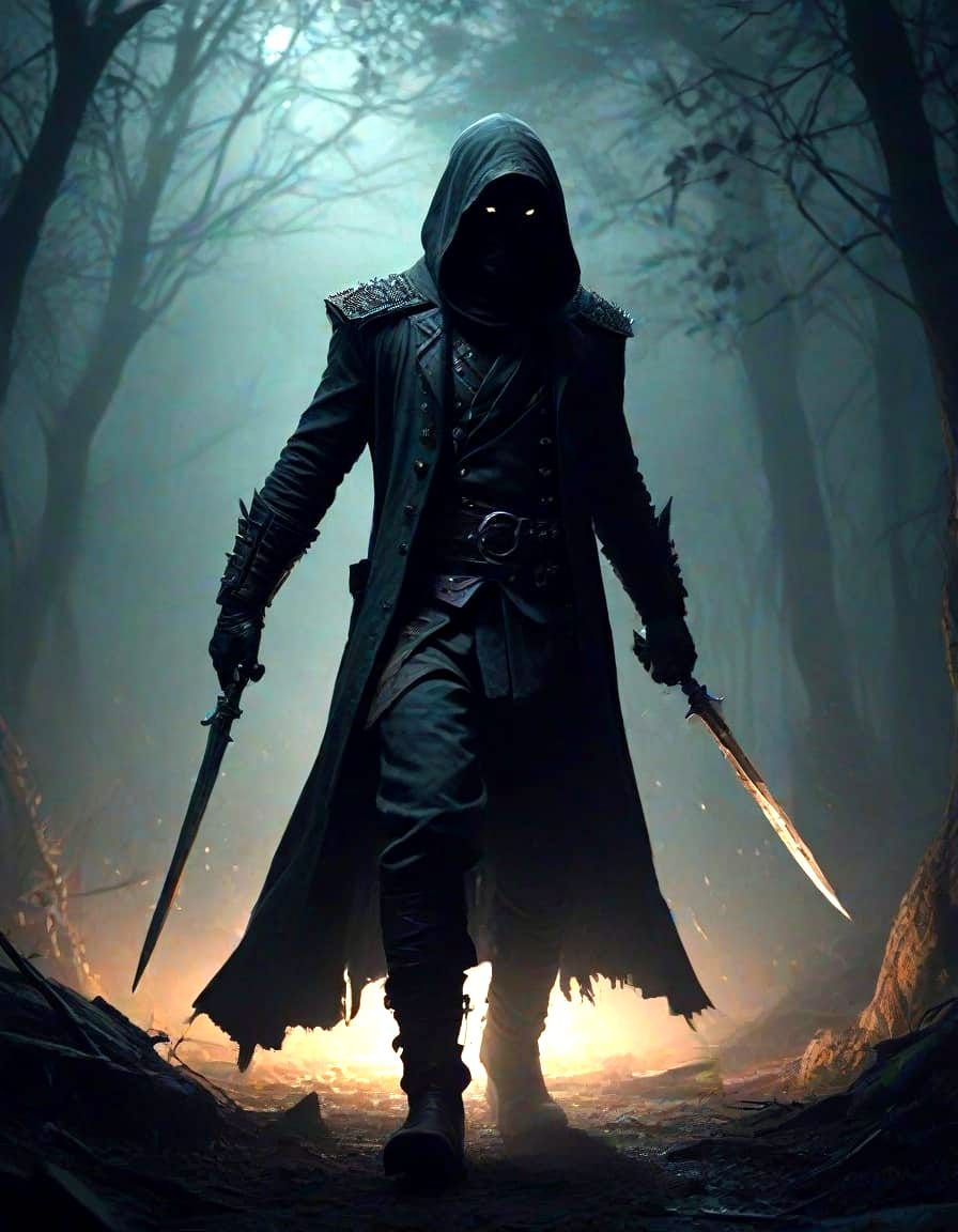 Mysterious Shadow Assassin Emerges from the Mist in a Dark F...