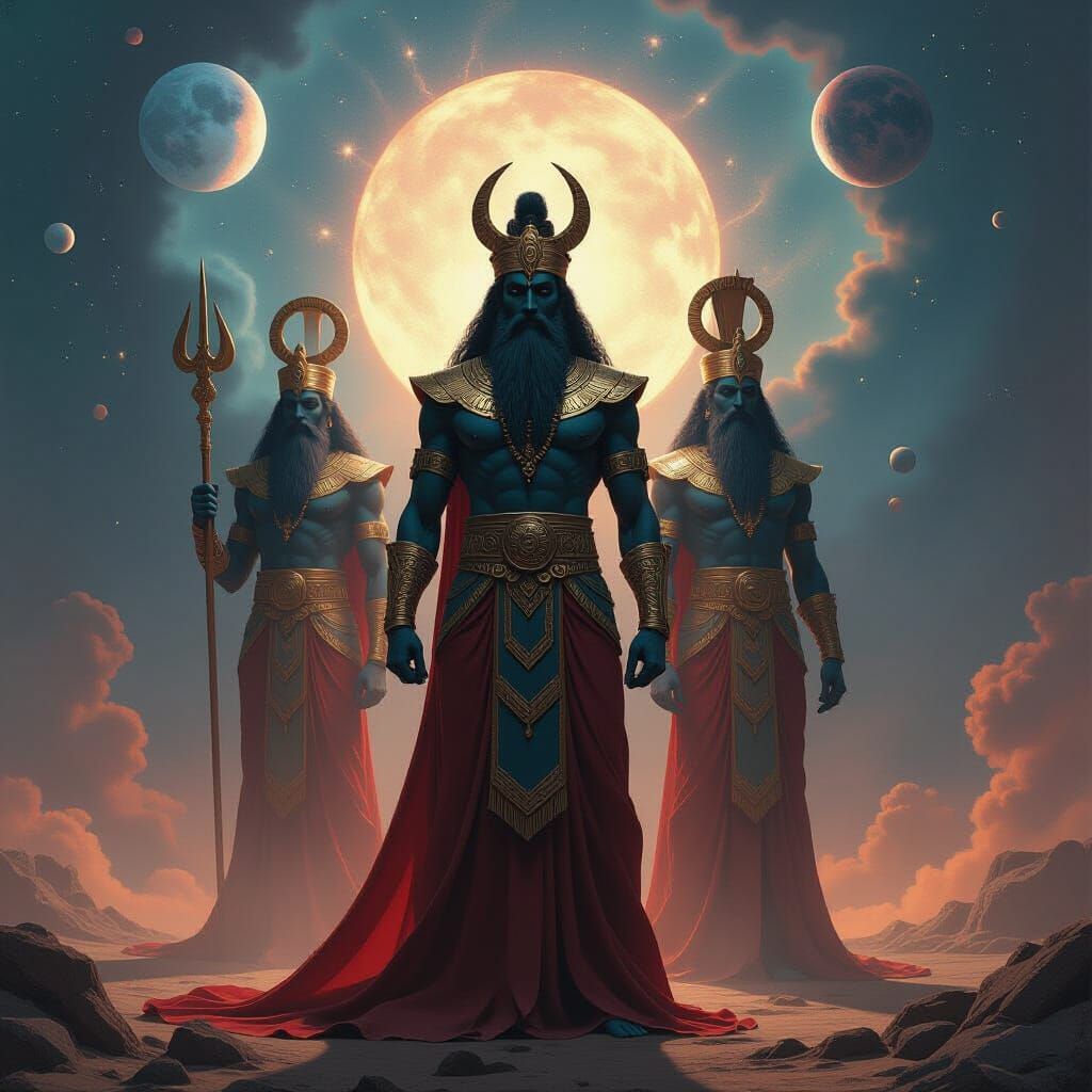 Anunnaki Gods in Epic Fantasy Style