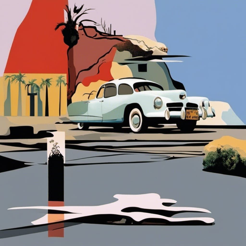 Surreal Landscape with Abstract Forms