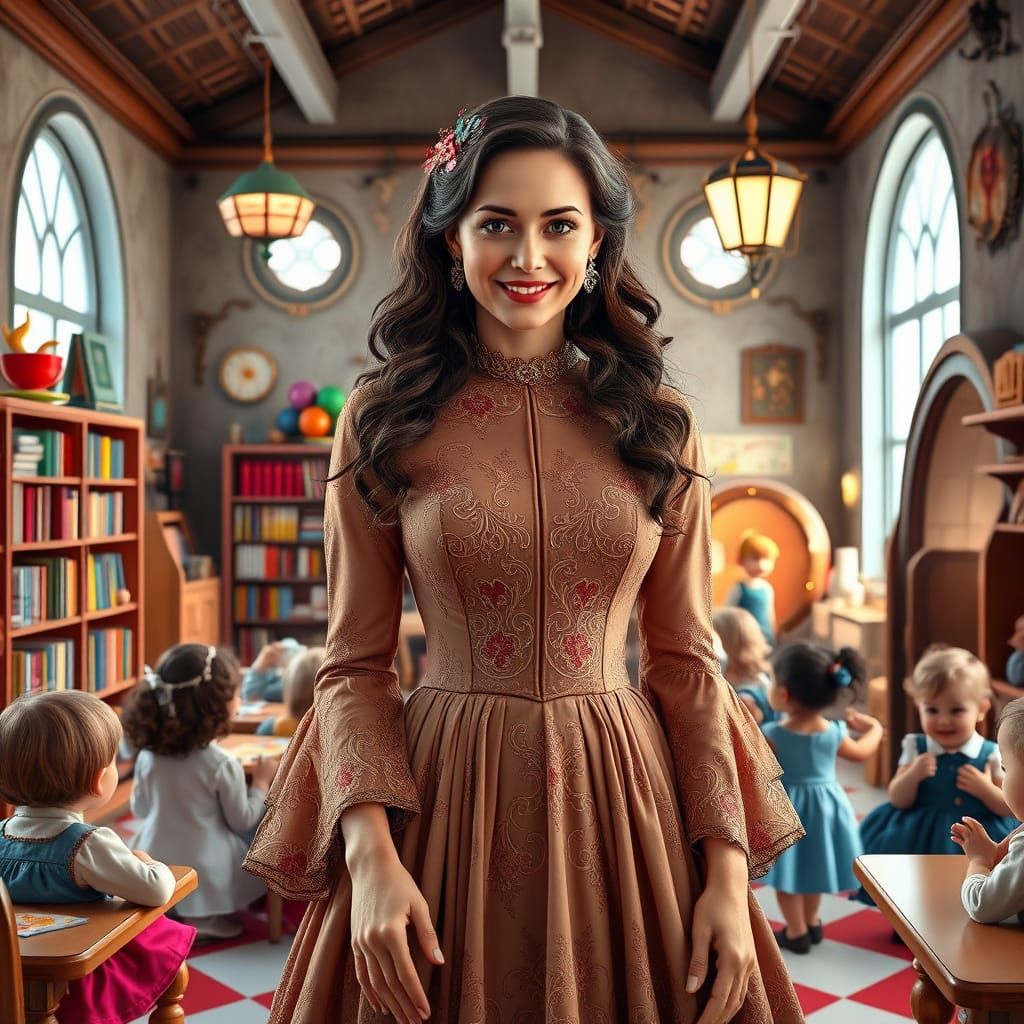 Elegant Victorian Educator in Whimsical Wonderland-Inspired ...