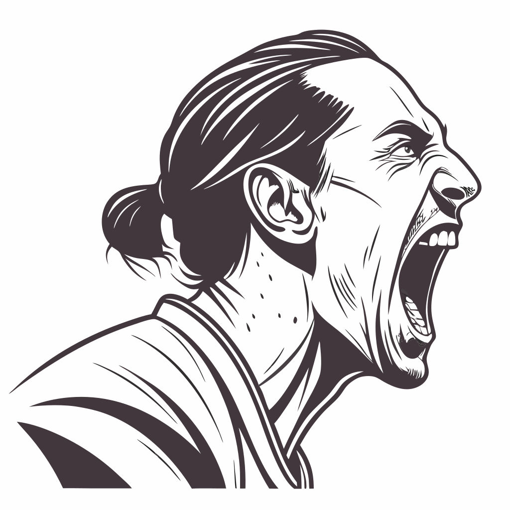 Man Screaming: Detailed Charcoal Vector Illustration