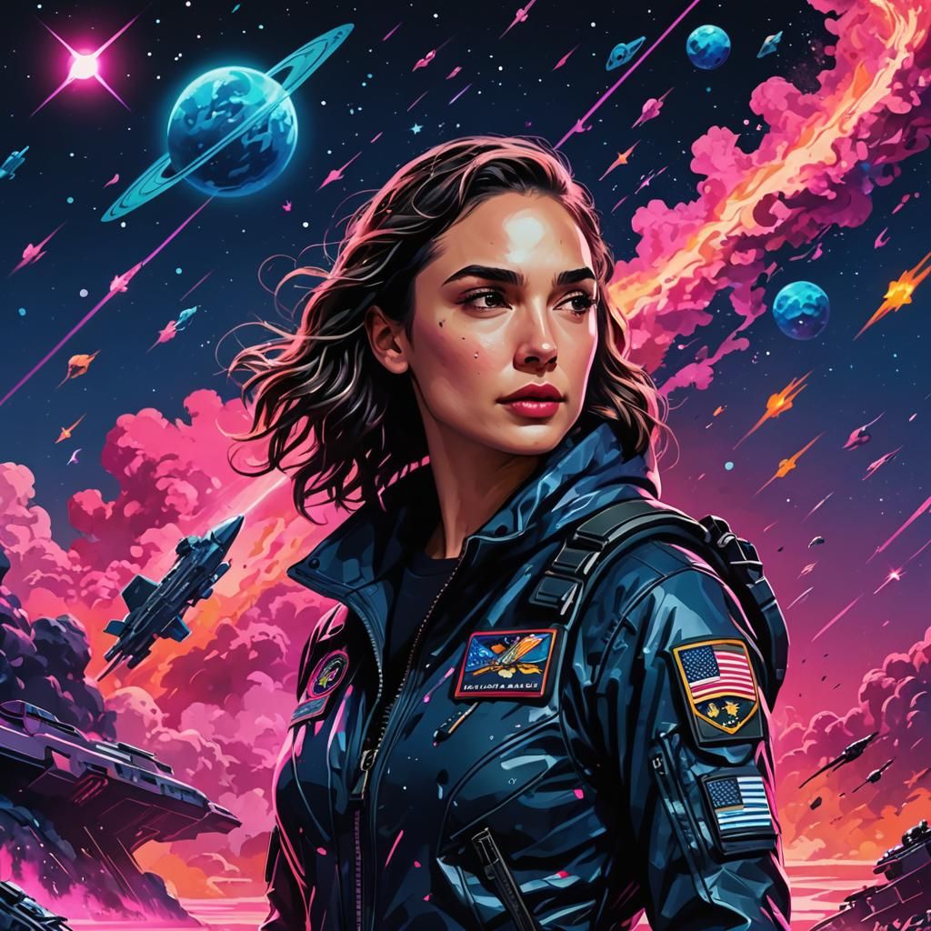 Gal Gadot in Neon Synthwave Navy SEAL Camo