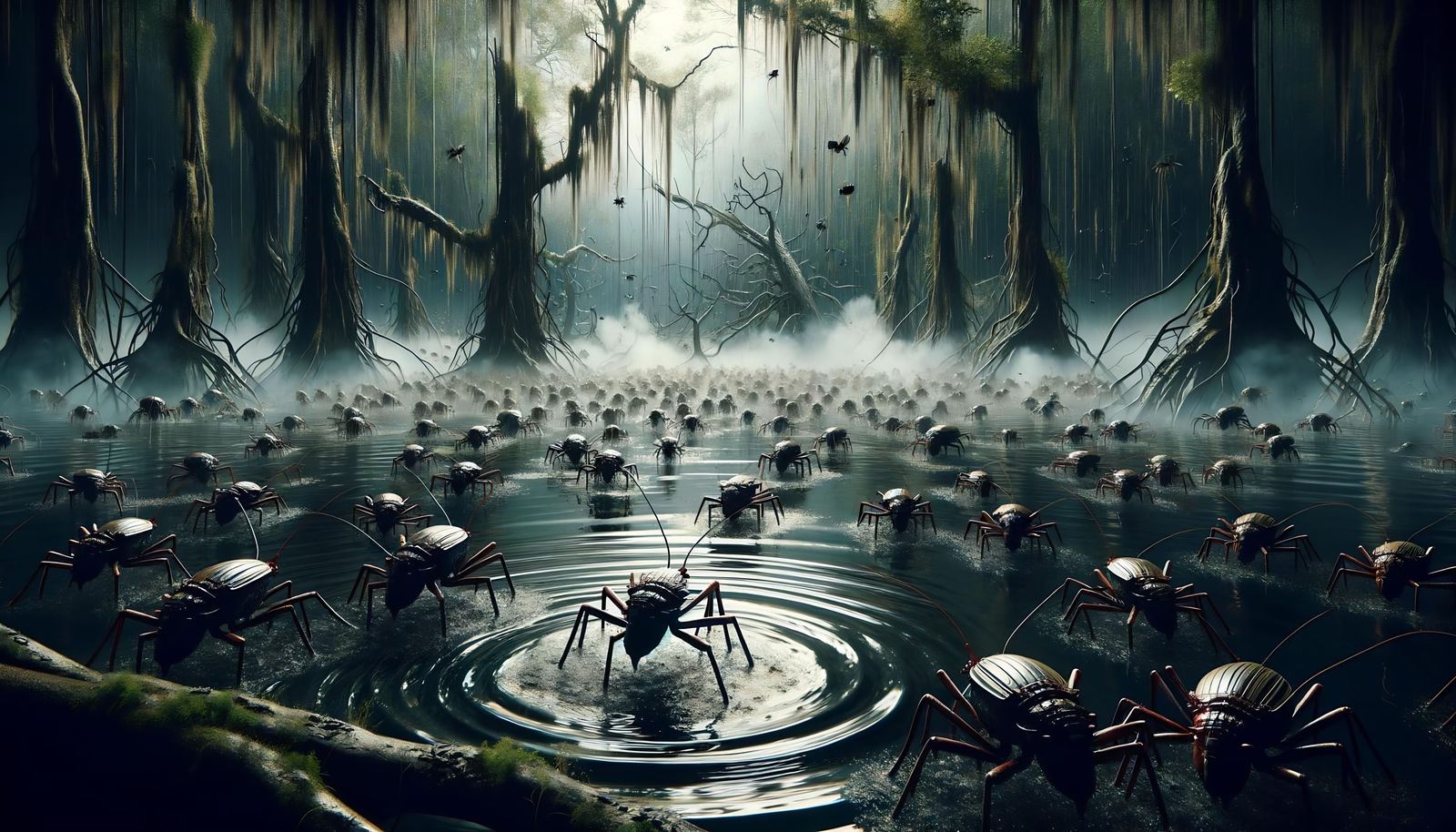 Swamp Strider Swarm in Murky Fantasy Swamp