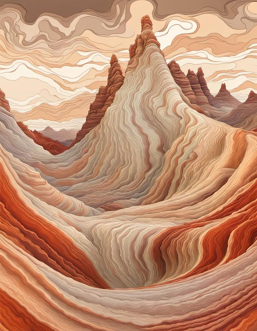 Aesthetic Desert Canyon in Art Nouveau Style